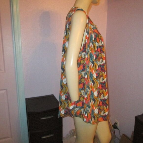 Vtg Caffe Marrakesh Tunic Top Size 2X Smocked Button Sleeveless Flowy Artsy Boho - Picture 7 of 11